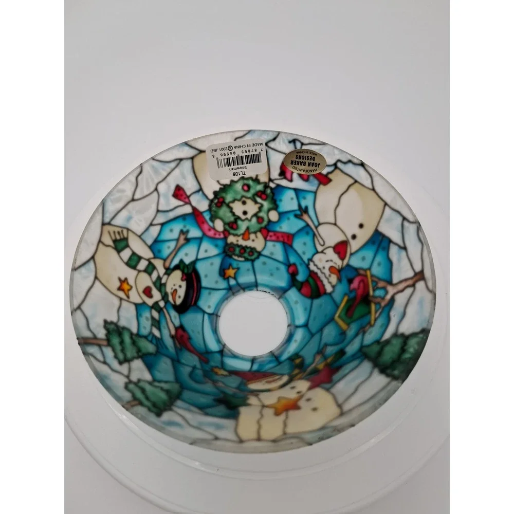 Hand‎ Painted Snowman Theme Joan Baker Designs Tiffany Style Lamp Shade - Picture 8 of 9